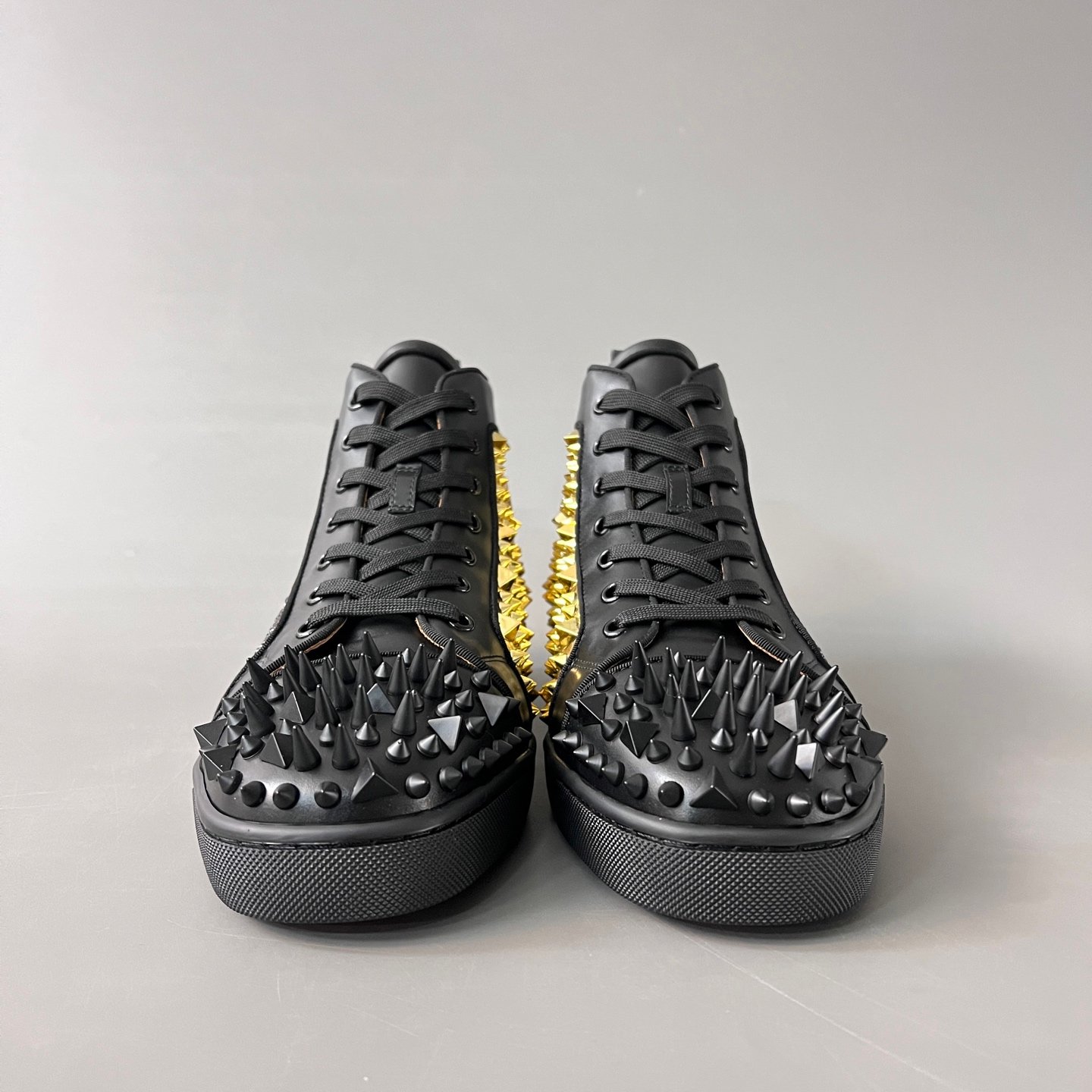 Aurora Custom Christian Louboutin Louis Spikes "Mixed Media Strass & Gold" High- Top - Image 3