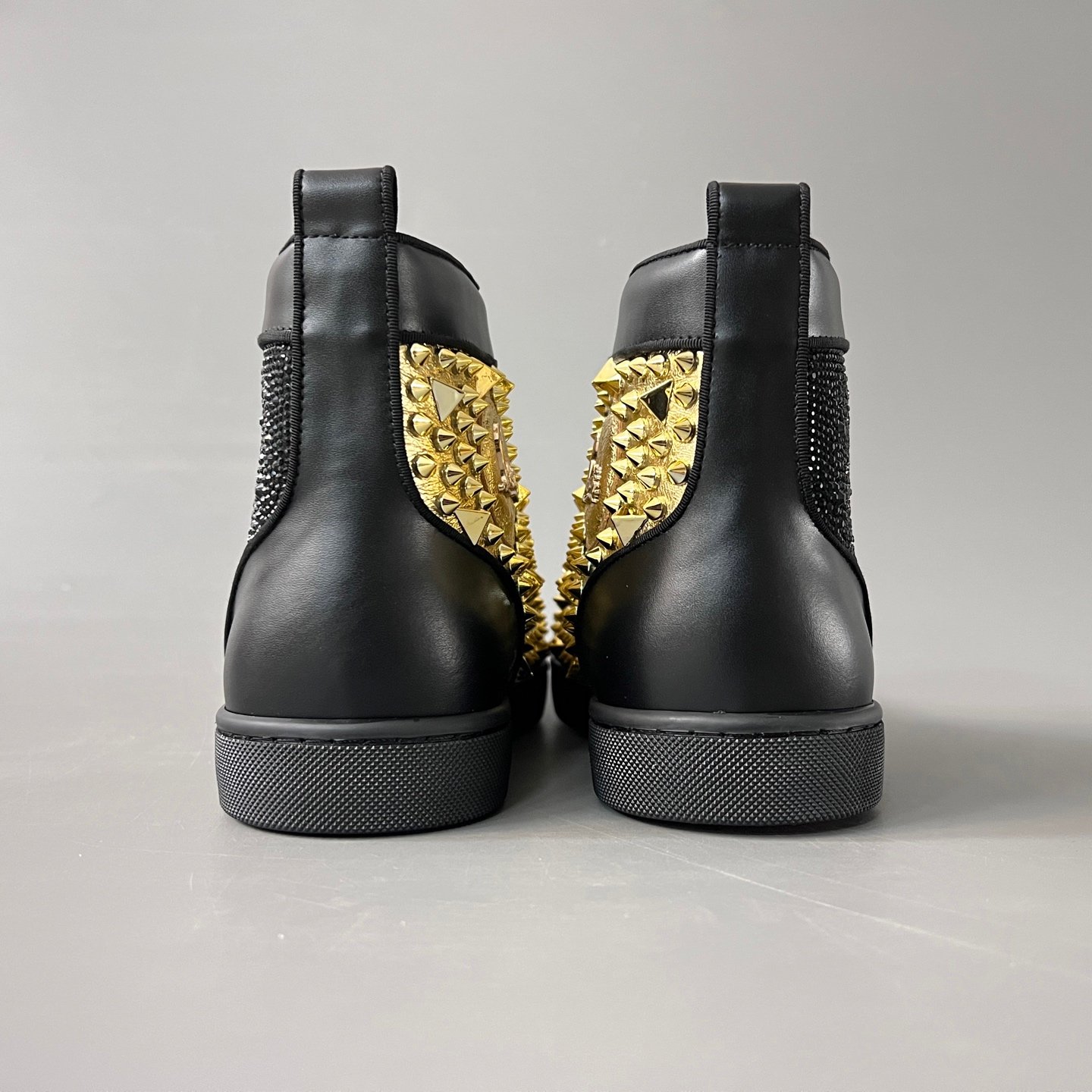 Aurora Custom Christian Louboutin Louis Spikes "Mixed Media Strass & Gold" High- Top - Image 6