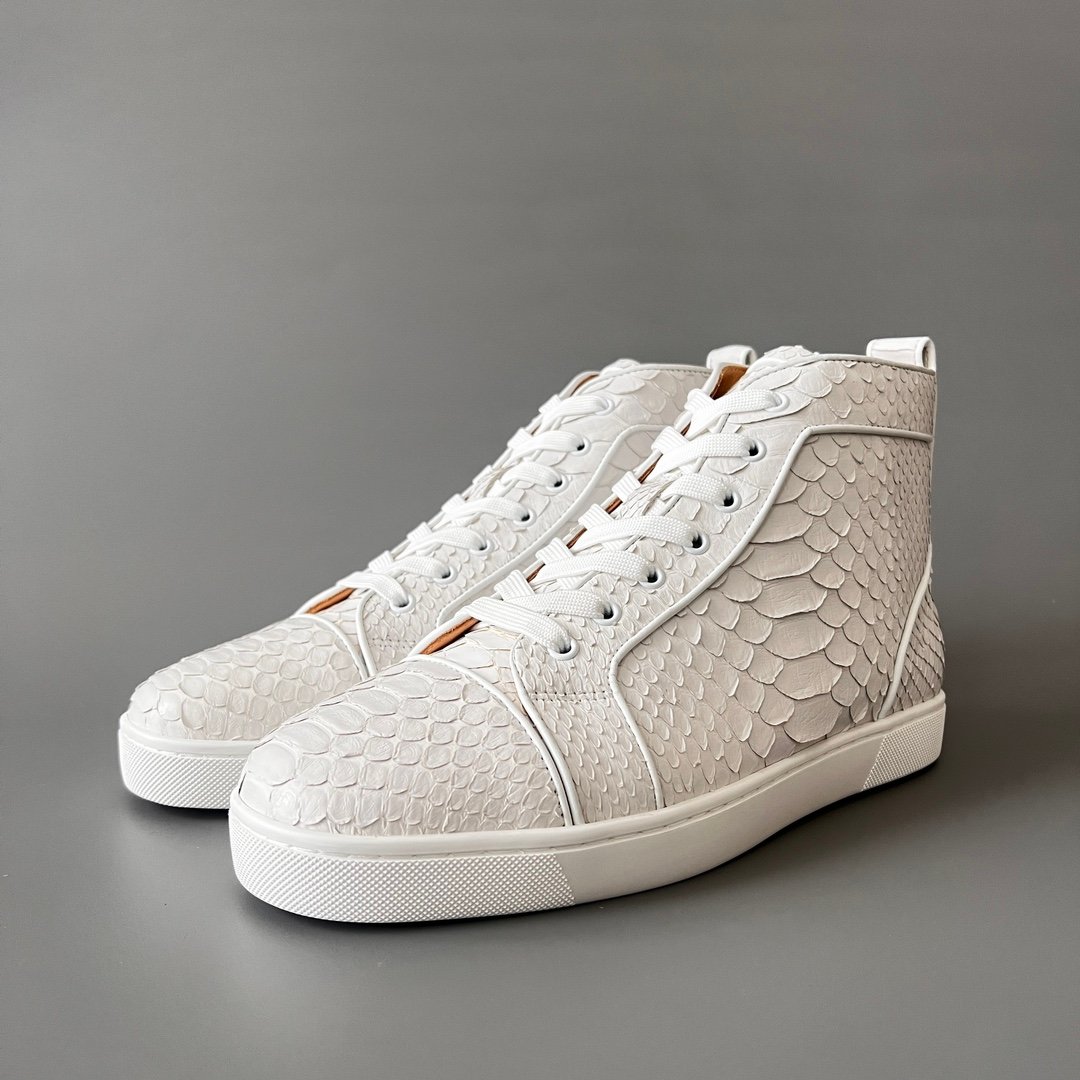 Aurora Custom Christian Louboutin Louis Flat "White Python Embossed" High-Top - Image 2