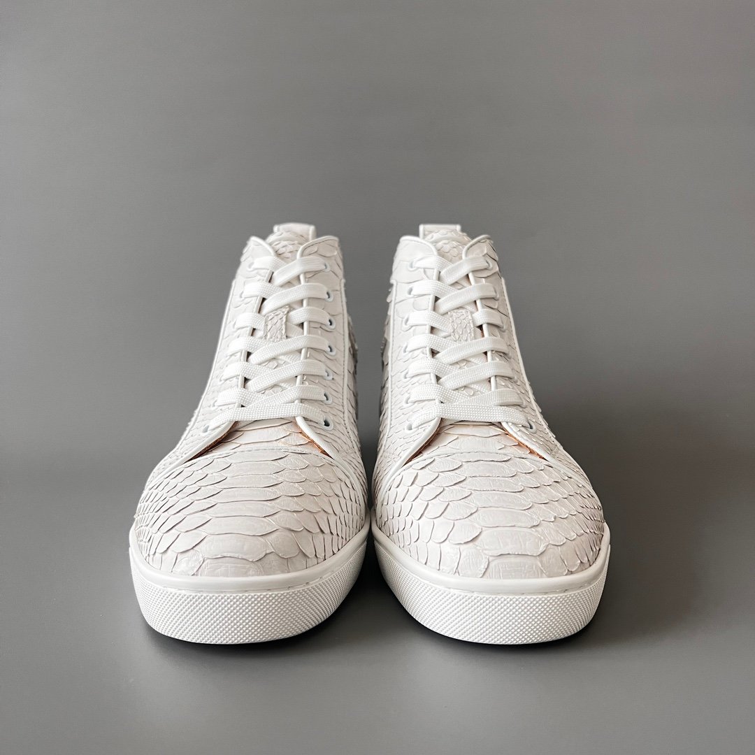 Aurora Custom Christian Louboutin Louis Flat "White Python Embossed" High-Top - Image 3
