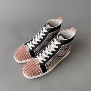 Aurora Custom Christian Louboutin Louis Flat "Black Patent & White Trim" High-Top