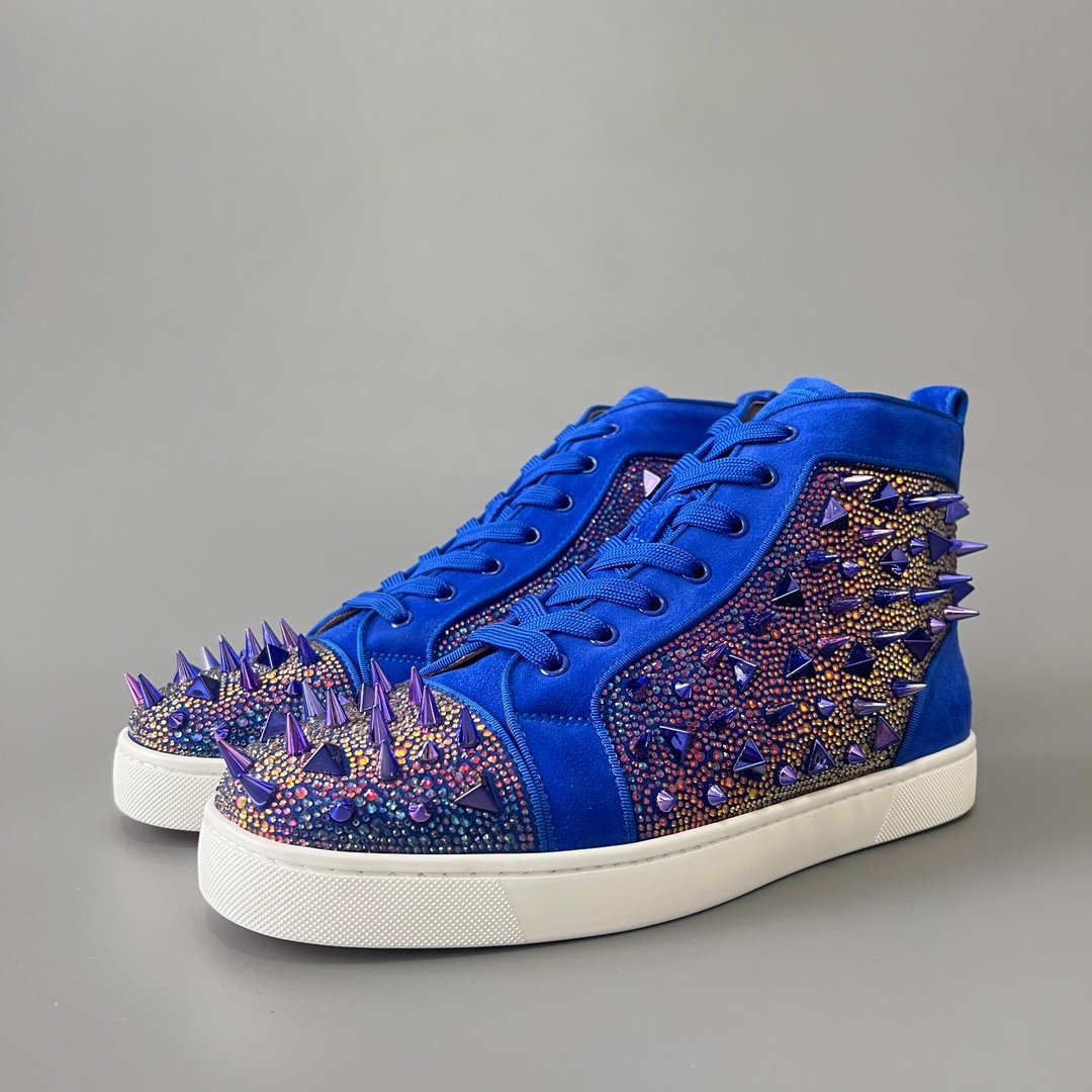 Aurora Custom Christian Louboutin Louis Flat "Royal Blue Suede" High-Top - Image 2