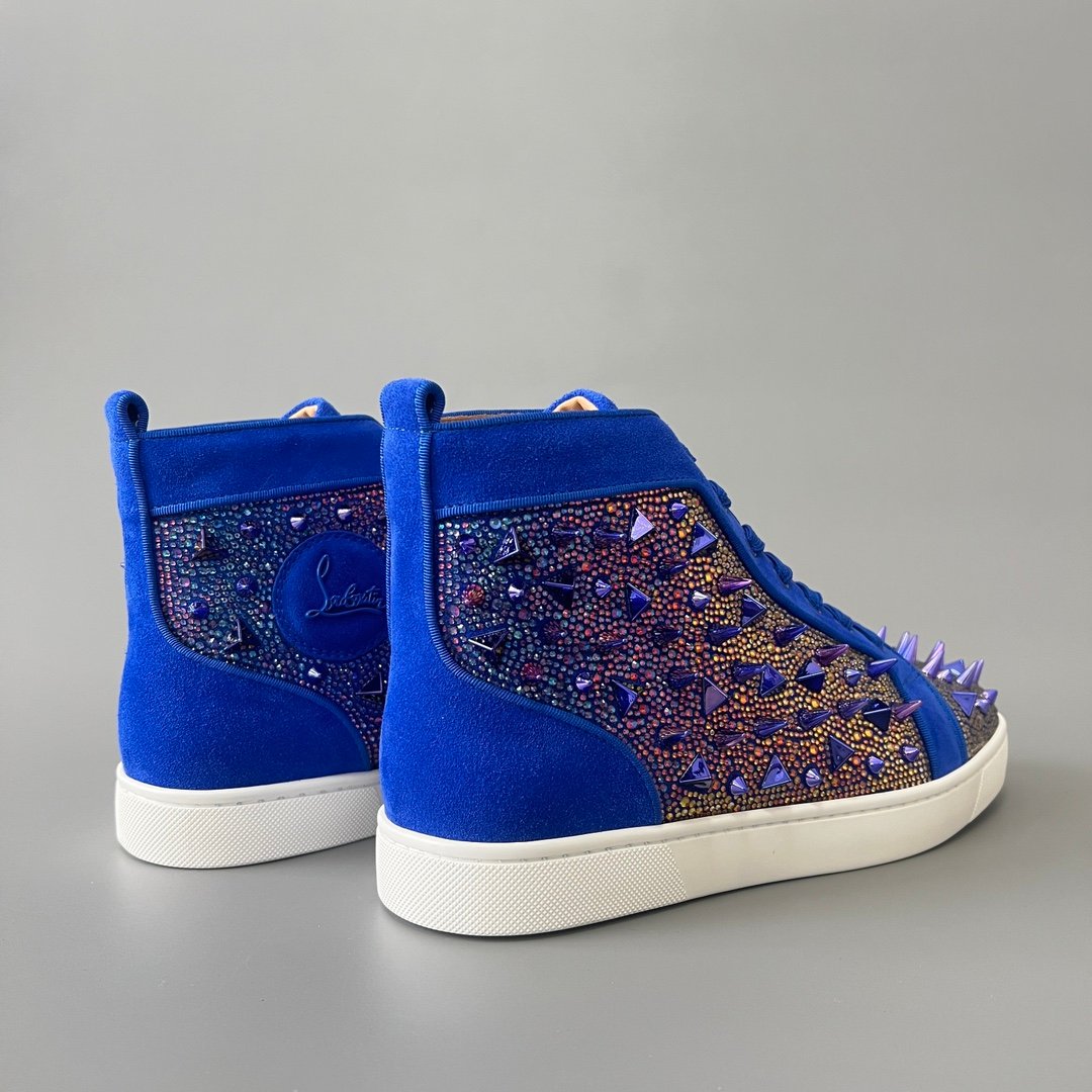 Aurora Custom Christian Louboutin Louis Flat "Royal Blue Suede" High-Top - Image 5