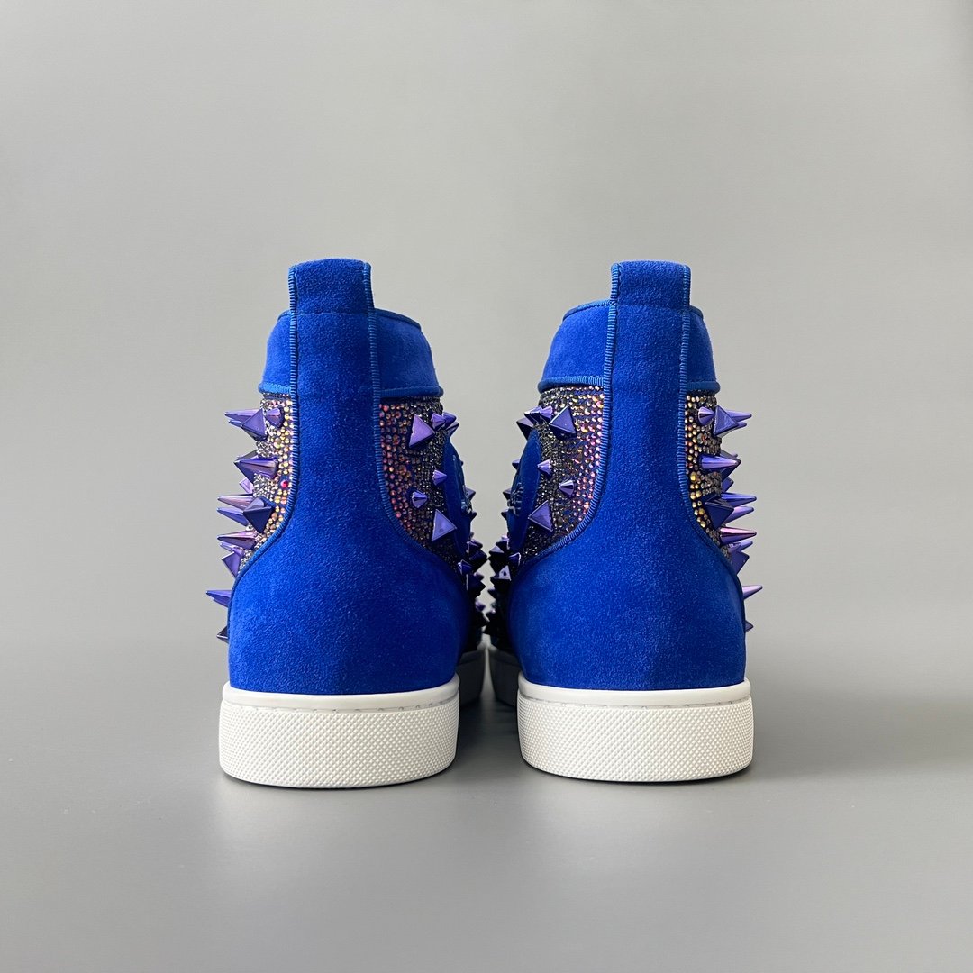 Aurora Custom Christian Louboutin Louis Flat "Royal Blue Suede" High-Top - Image 6