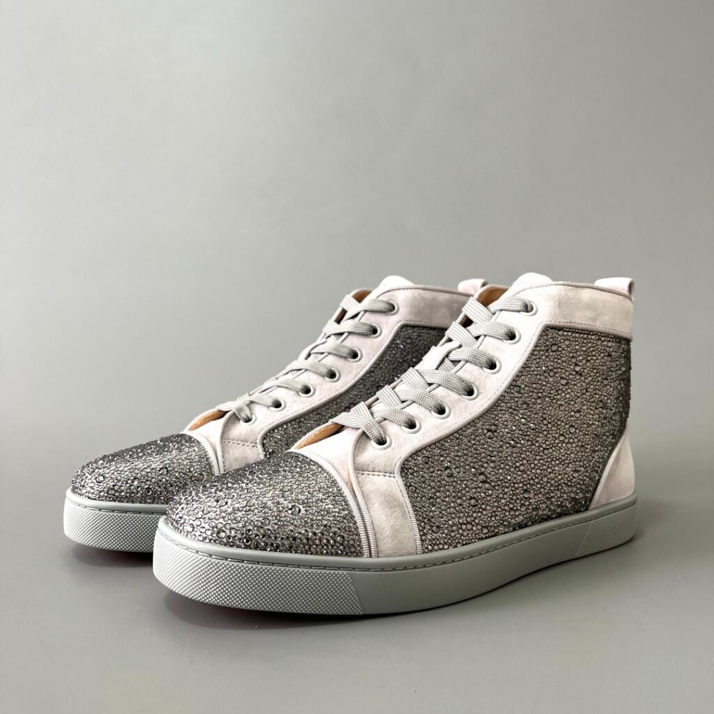 Aurora Custom Christian Louboutin Louis "Dove Grey & Hematite Strass" High-Top