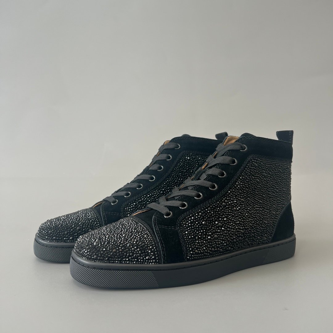 Aurora Custom Christian Louboutin Louis "Triple Black Strass" High-Top