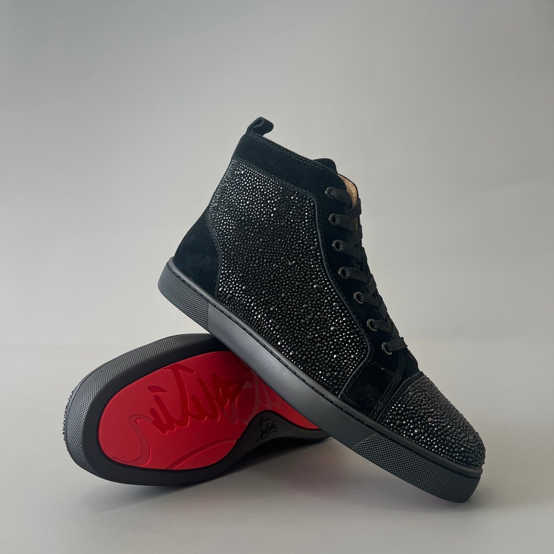 Aurora Custom Christian Louboutin Louis "Triple Black Strass" High-Top - Image 7