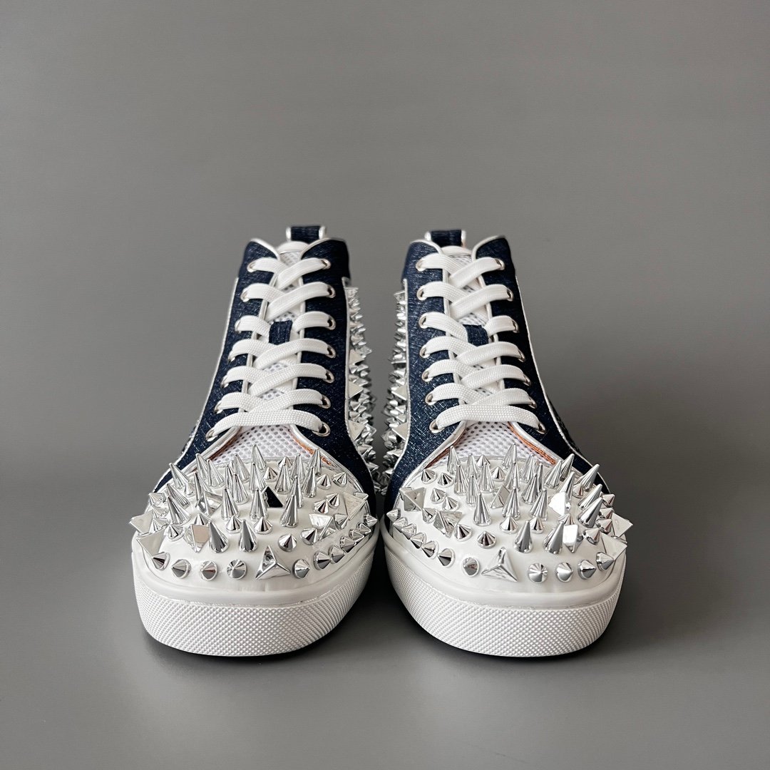 Aurora Custom Christian Louboutin Louis High-Top "Denim Spikes & Strass" - Image 2