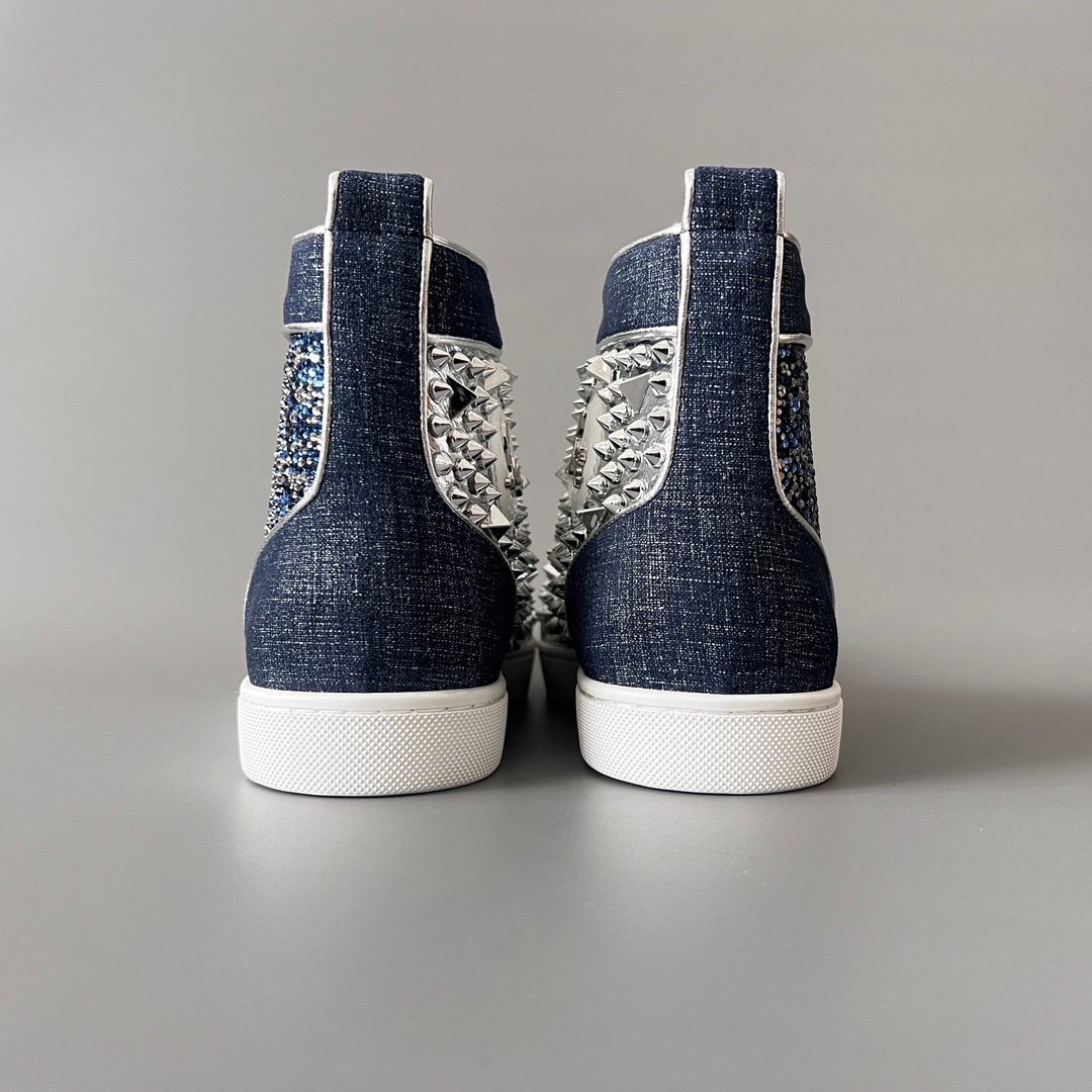 Aurora Custom Christian Louboutin Louis High-Top "Denim Spikes & Strass" - Image 5
