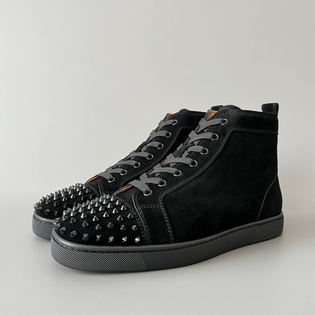 Aurora Custom Christian Louboutin Louis Spikes "Black Suede & Tonal Toe Spikes" High-Top