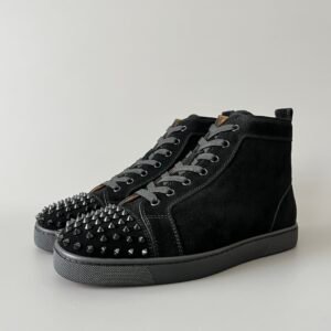 Aurora Custom Christian Louboutin Louis Spikes "Black Suede & Tonal Toe Spikes" High-Top