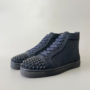 Aurora Custom Christian Louboutin Louis Spikes "Midnight Navy Starry Glitter" High-Top