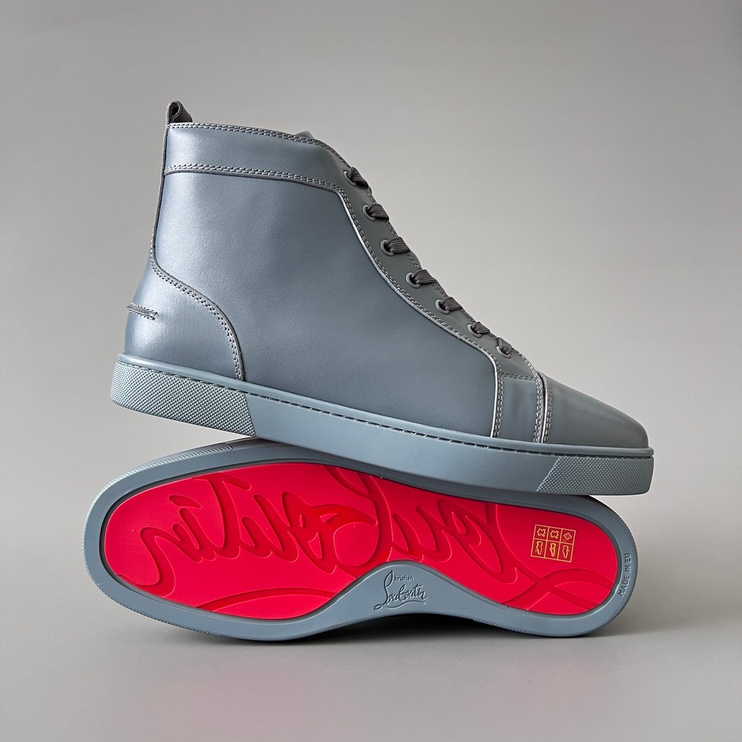 Aurora Custom Christian Louboutin Louis "Slate Blue Smooth Leather" High-Top (Non-Spike) - Image 6