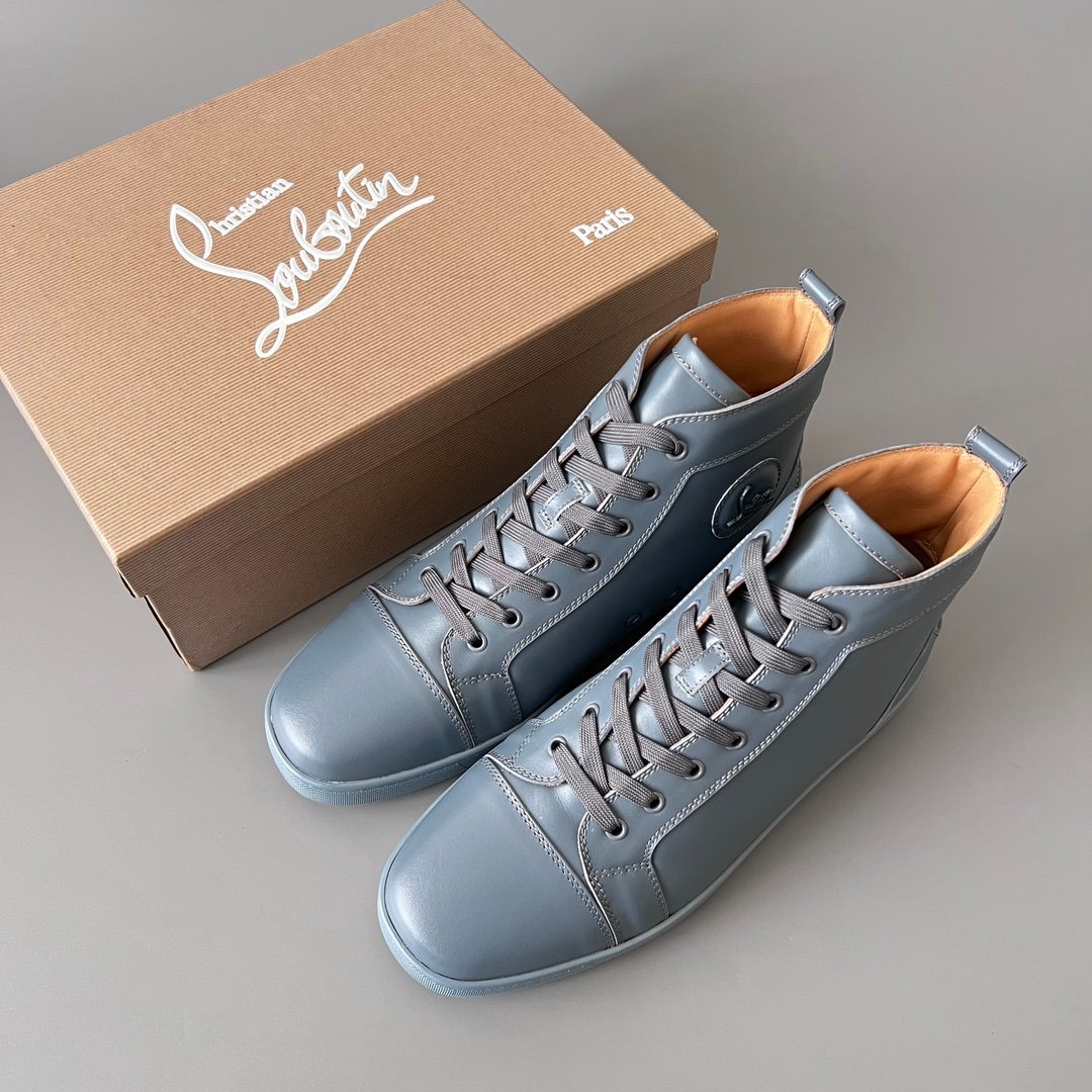 Aurora Custom Christian Louboutin Louis "Slate Blue Smooth Leather" High-Top (Non-Spike) - Image 9