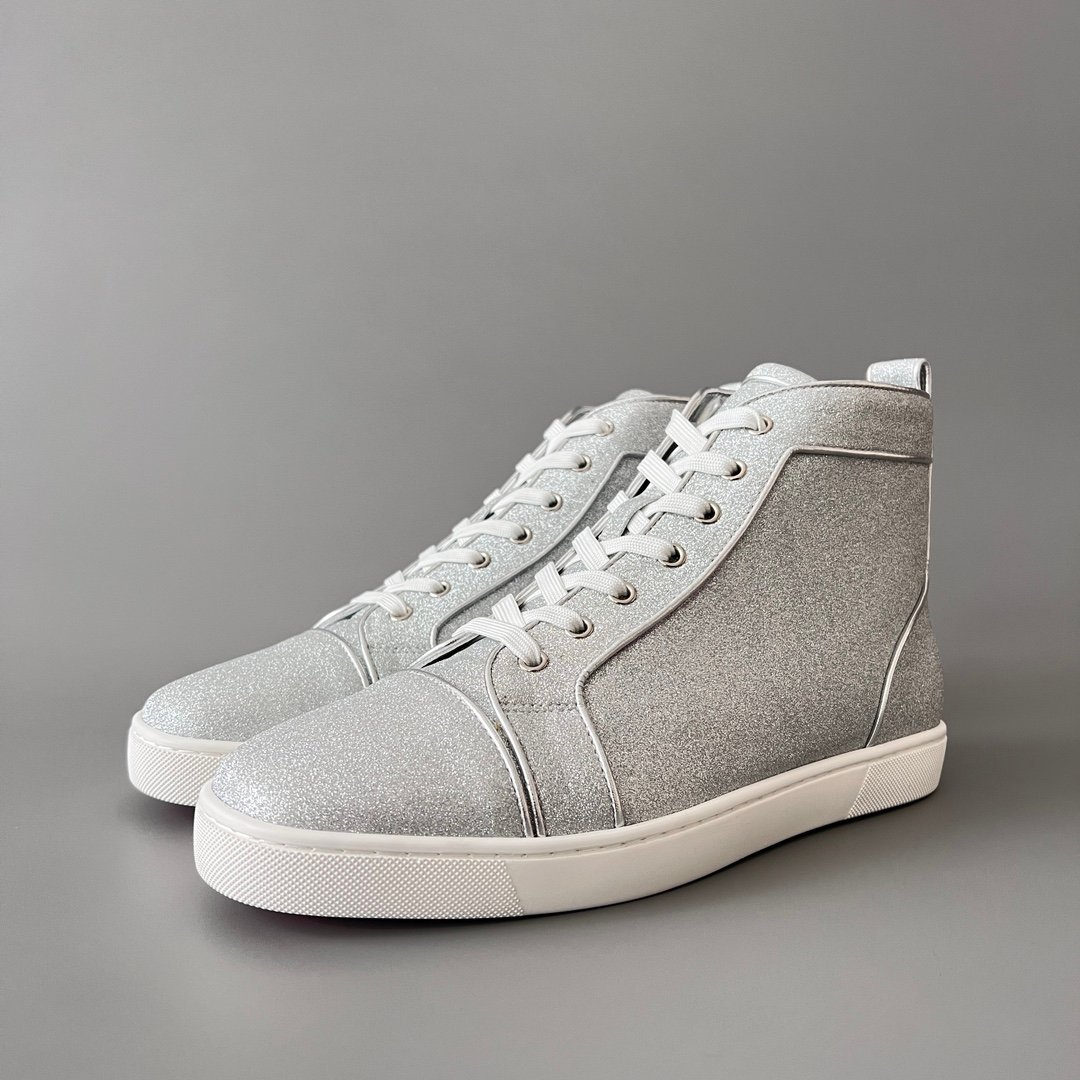 Aurora Custom Christian Louboutin Louis "Silver Stardust Glitter" High-Top (Non-Spike)