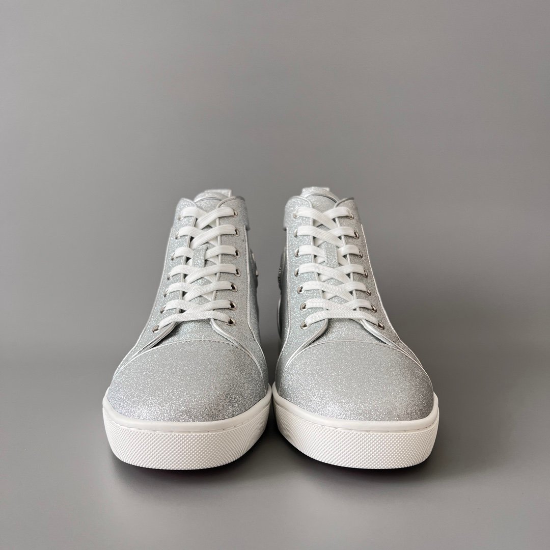 Aurora Custom Christian Louboutin Louis "Silver Stardust Glitter" High-Top (Non-Spike) - Image 2