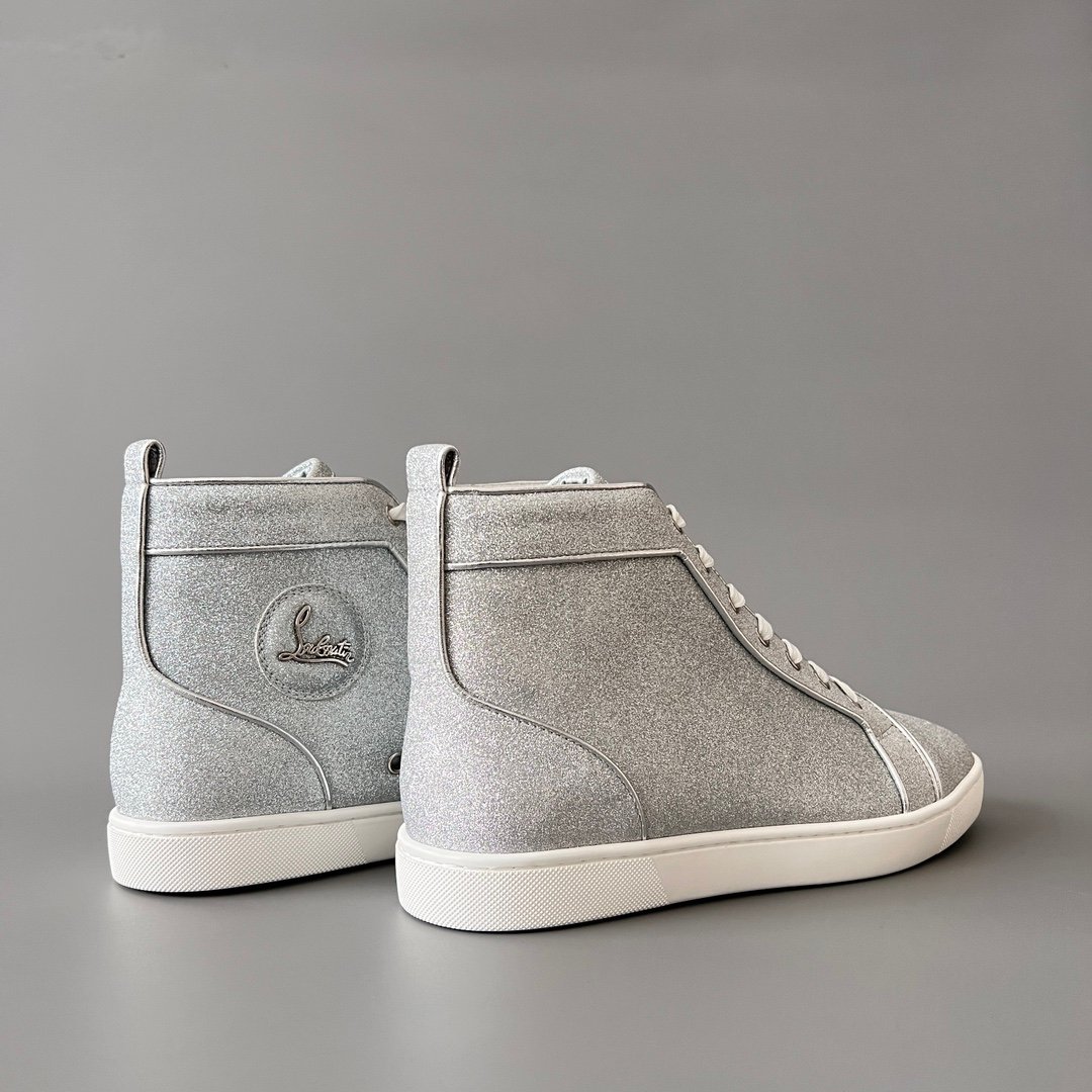 Aurora Custom Christian Louboutin Louis "Silver Stardust Glitter" High-Top (Non-Spike) - Image 3