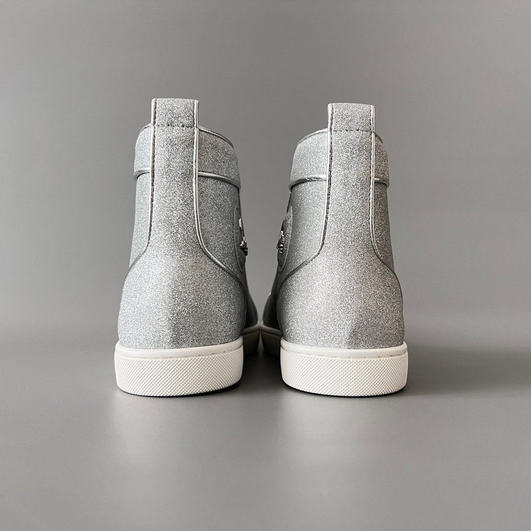 Aurora Custom Christian Louboutin Louis "Silver Stardust Glitter" High-Top (Non-Spike) - Image 5