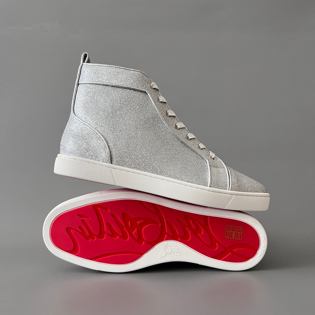 Aurora Custom Christian Louboutin Louis "Silver Stardust Glitter" High-Top (Non-Spike) - Image 6