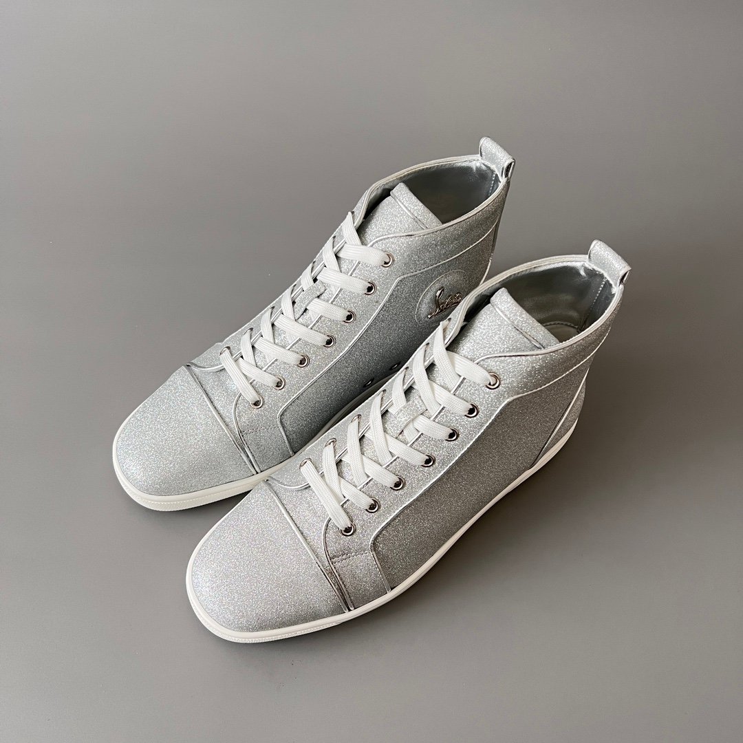 Aurora Custom Christian Louboutin Louis "Silver Stardust Glitter" High-Top (Non-Spike) - Image 8