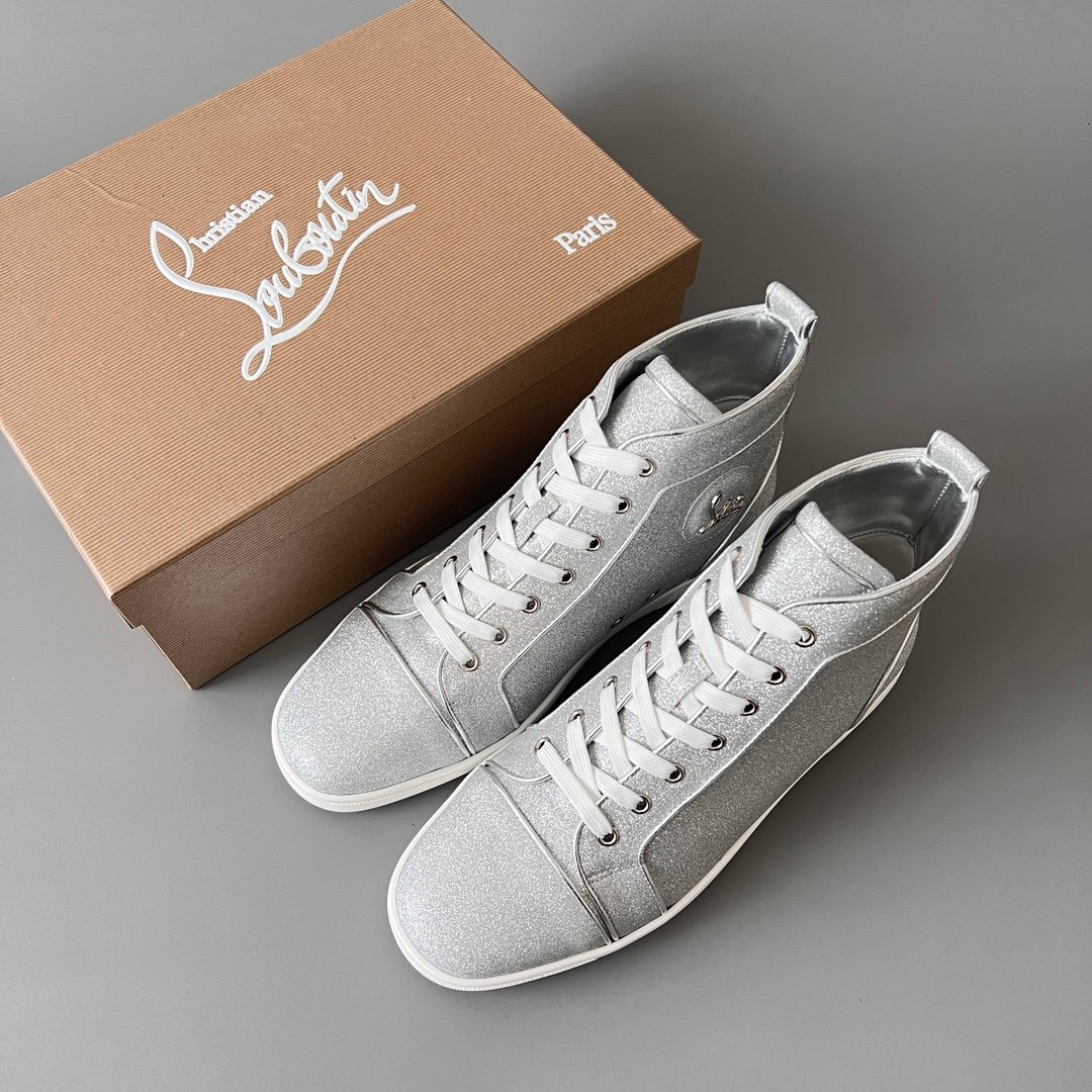 Aurora Custom Christian Louboutin Louis "Silver Stardust Glitter" High-Top (Non-Spike) - Image 9