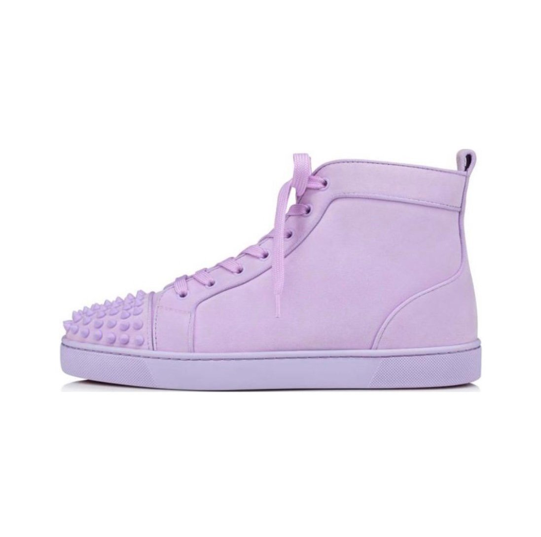 Aurora Custom Christian Louboutin Louis Spikes "Monochromatic Pastel Lilac Suede" High-Top - Image 2