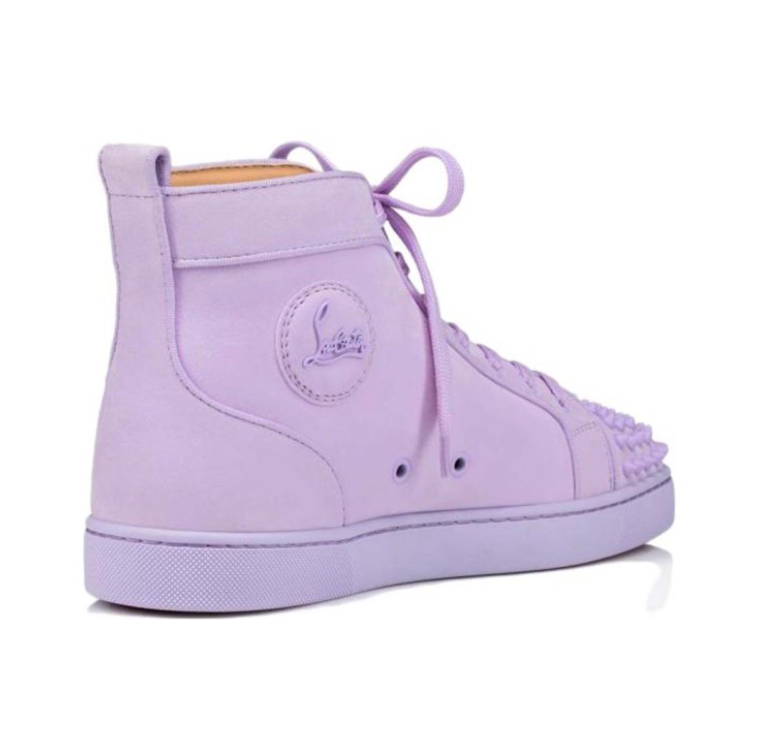 Aurora Custom Christian Louboutin Louis Spikes "Monochromatic Pastel Lilac Suede" High-Top - Image 4