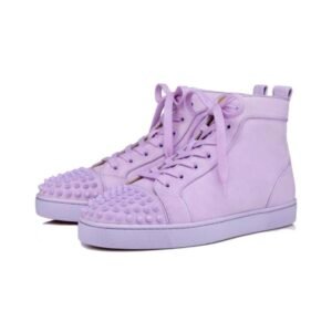 Aurora Custom Christian Louboutin Louis Spikes "Monochromatic Pastel Lilac Suede" High-Top