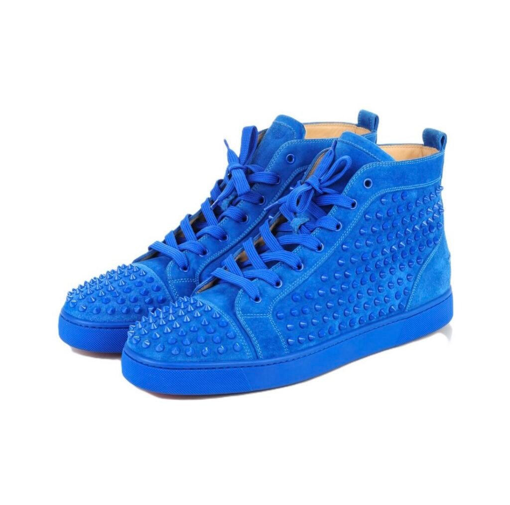 Aurora Custom Christian Louboutin Louis Spikes "Monochromatic Electric Blue All-Over Spikes" High-Top