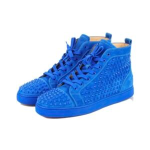Aurora Custom Christian Louboutin Louis Spikes "Monochromatic Electric Blue All-Over Spikes" High-Top