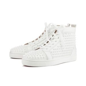 Aurora Custom Christian Louboutin Louis Spikes "Monochromatic Triple White All-Over Spikes" High-Top