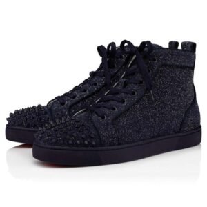 Aurora Custom Christian Louboutin Louis Spikes "Midnight Navy Glitter & Tonal Spikes" High-Top