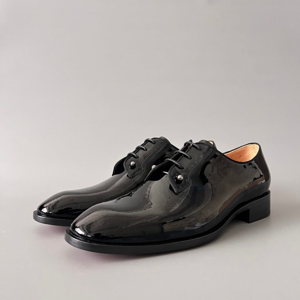 Aurora Custom Christian Louboutin Greggo "Black Patent & Silver Spherical Studs"