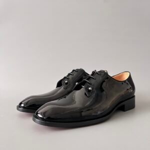 Aurora Custom Christian Louboutin Greggo "Black Patent & Silver Spherical Studs"