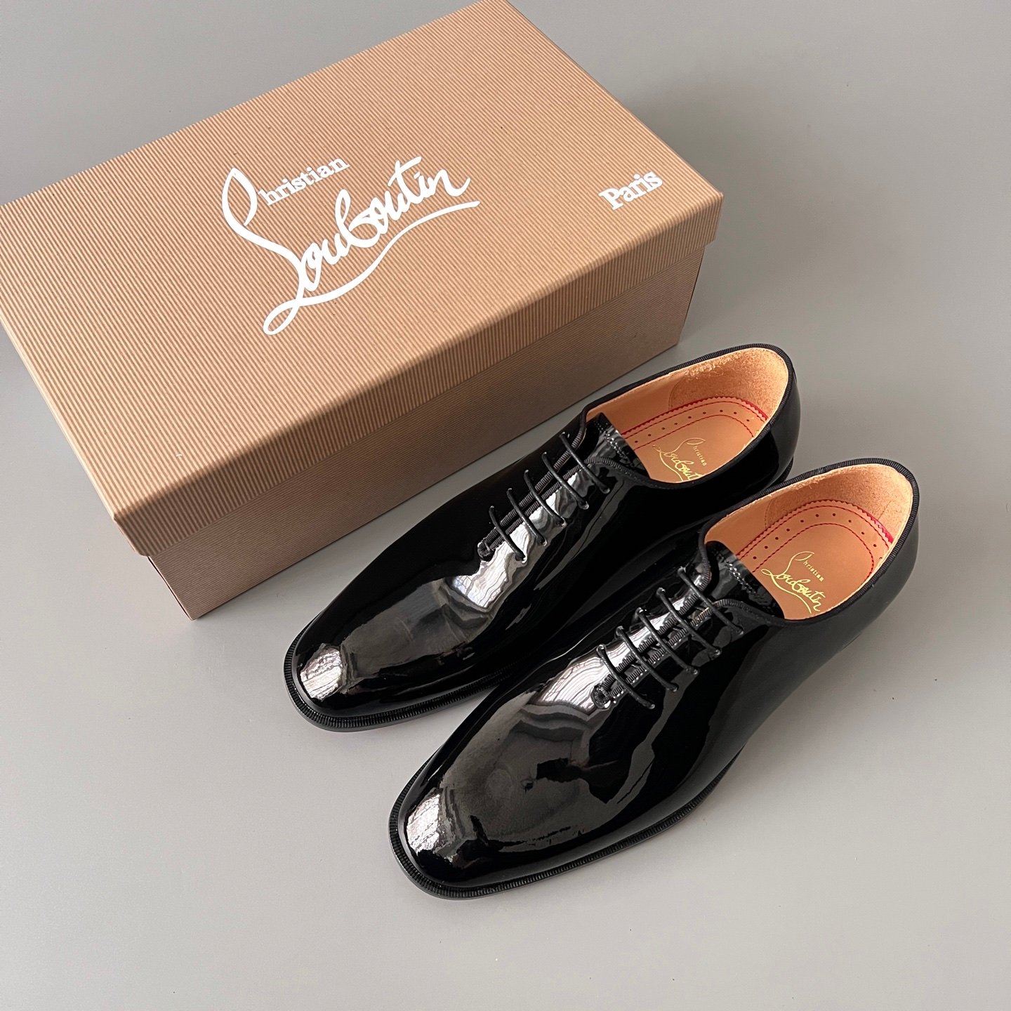 Aurora Custom Christian Louboutin Greggo "Classic Black Patent" Oxfords - Image 9