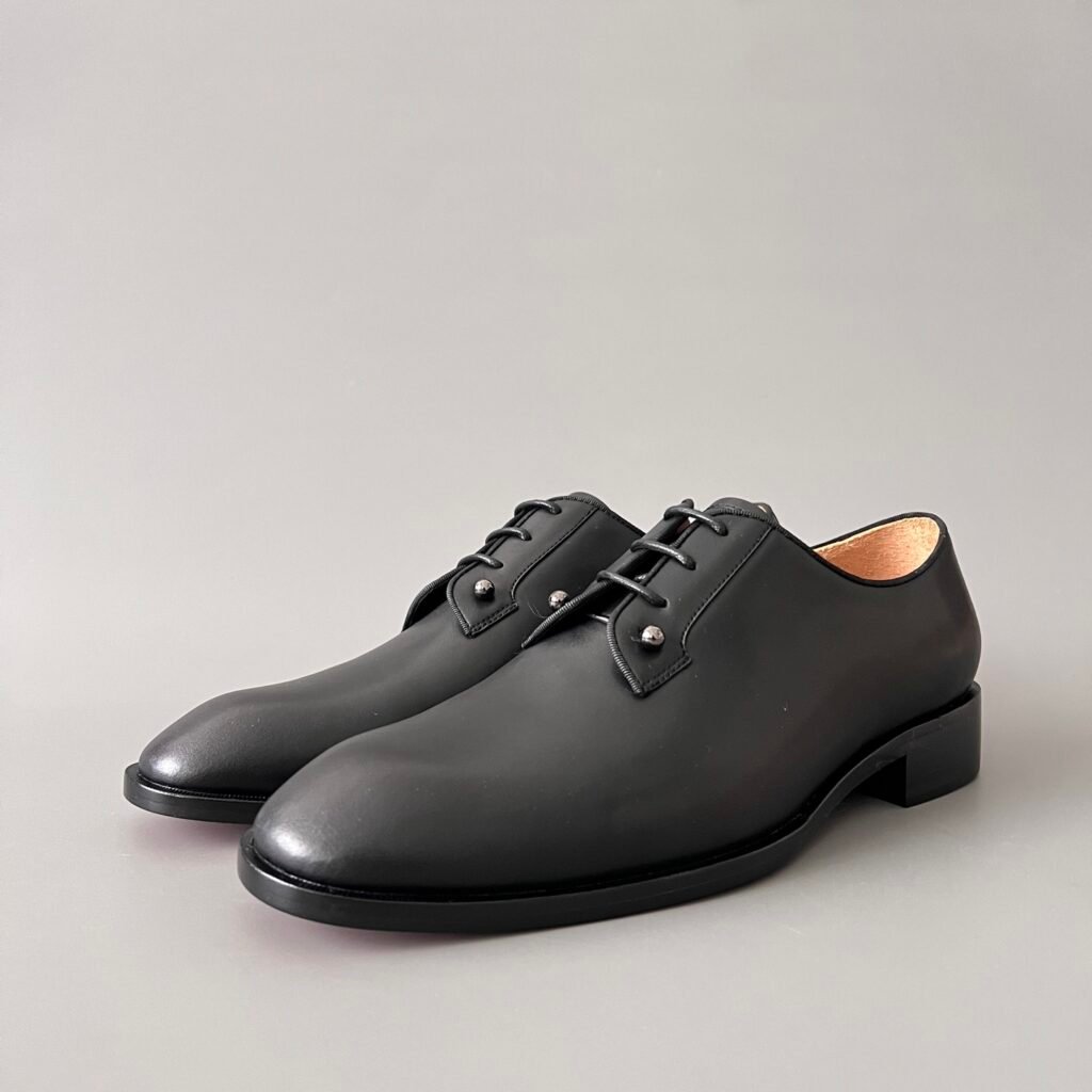 Aurora Custom Christian Louboutin Greggo "Matte Black Smooth Leather & Silver Studs"