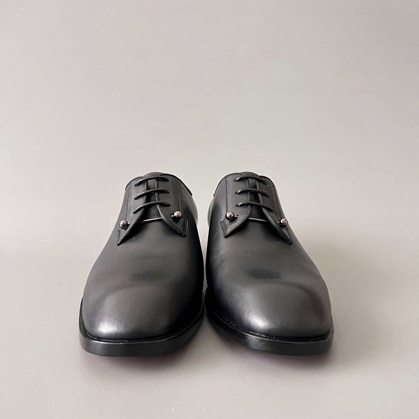 Aurora Custom Christian Louboutin Greggo "Matte Black Smooth Leather & Silver Studs" - Image 2