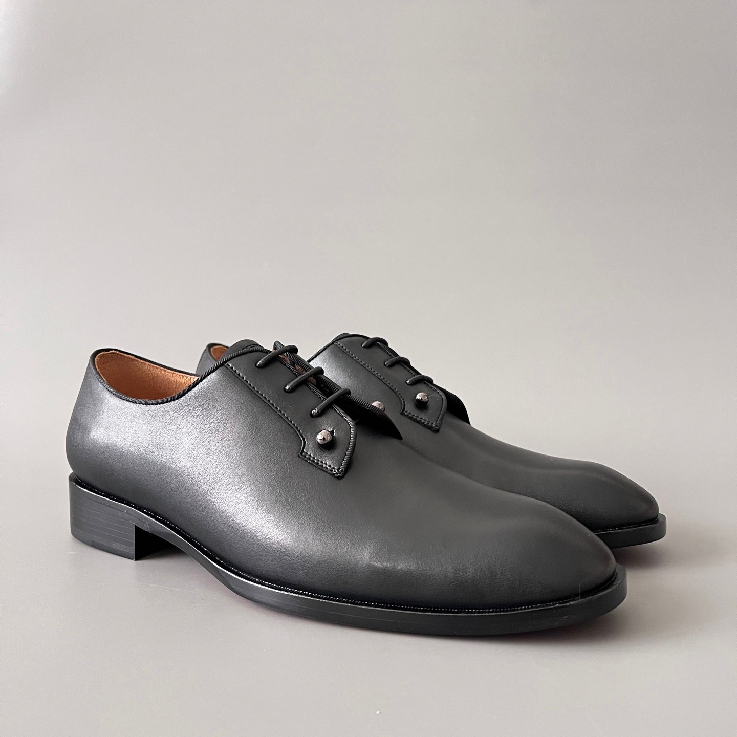 Aurora Custom Christian Louboutin Greggo "Matte Black Smooth Leather & Silver Studs" - Image 3