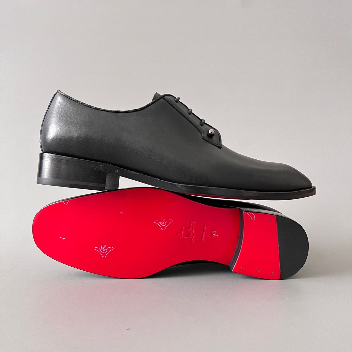 Aurora Custom Christian Louboutin Greggo "Matte Black Smooth Leather & Silver Studs" - Image 6