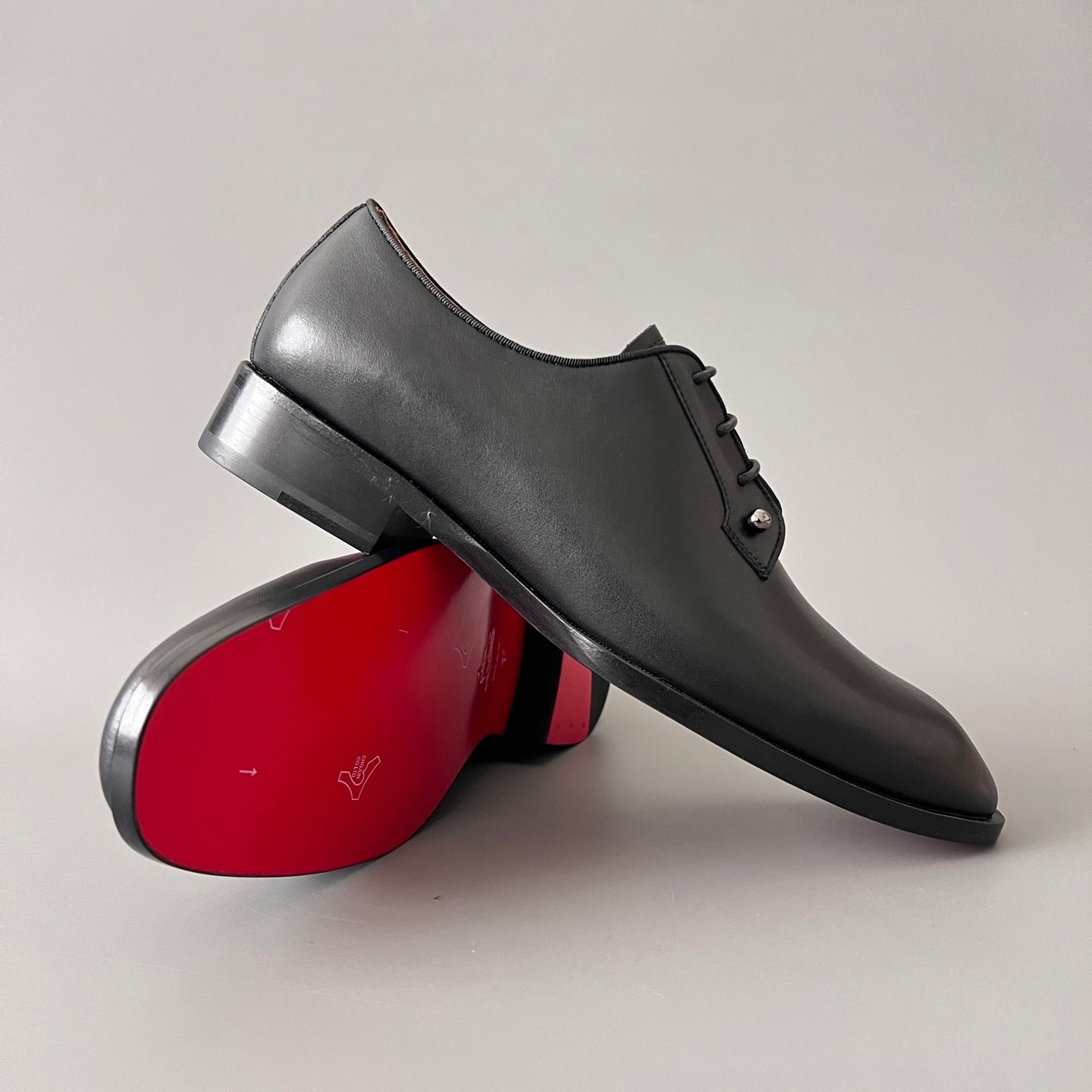 Aurora Custom Christian Louboutin Greggo "Matte Black Smooth Leather & Silver Studs" - Image 7