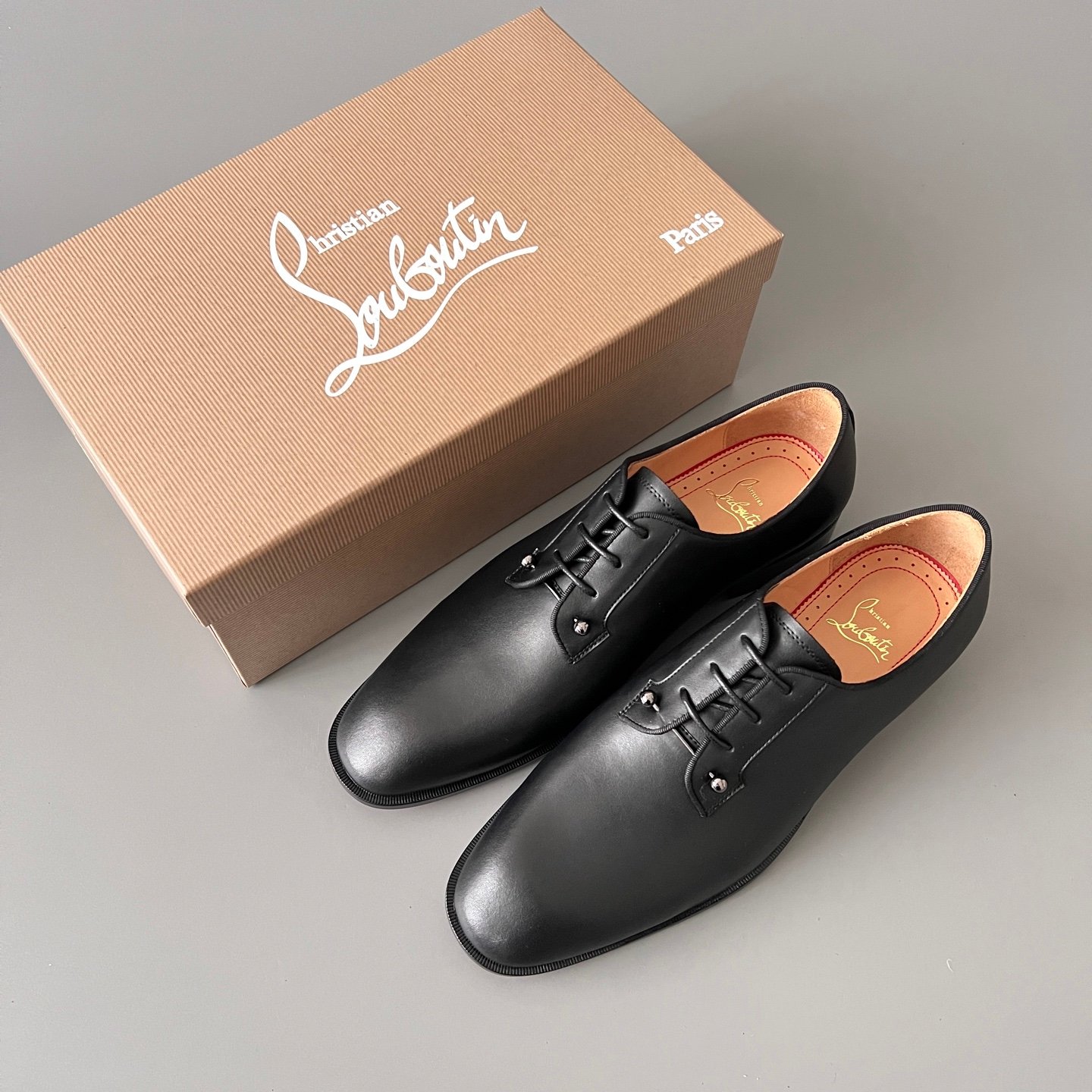 Aurora Custom Christian Louboutin Greggo "Matte Black Smooth Leather & Silver Studs" - Image 9