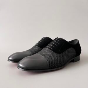 Aurora Custom Christian Louboutin Greggo "Triple Black Multi-Texture Mix" Oxfords