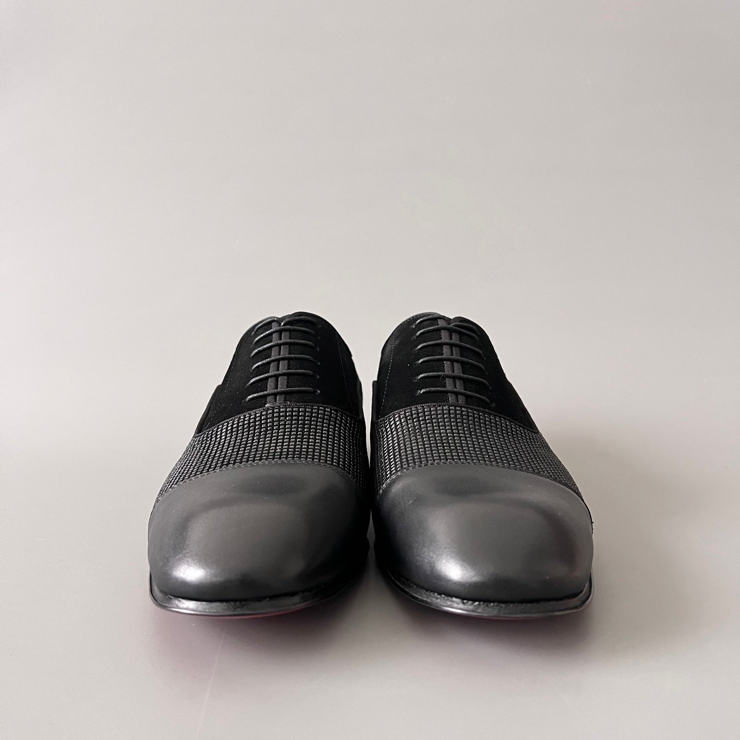 Aurora Custom Christian Louboutin Greggo "Triple Black Multi-Texture Mix" Oxfords - Image 2