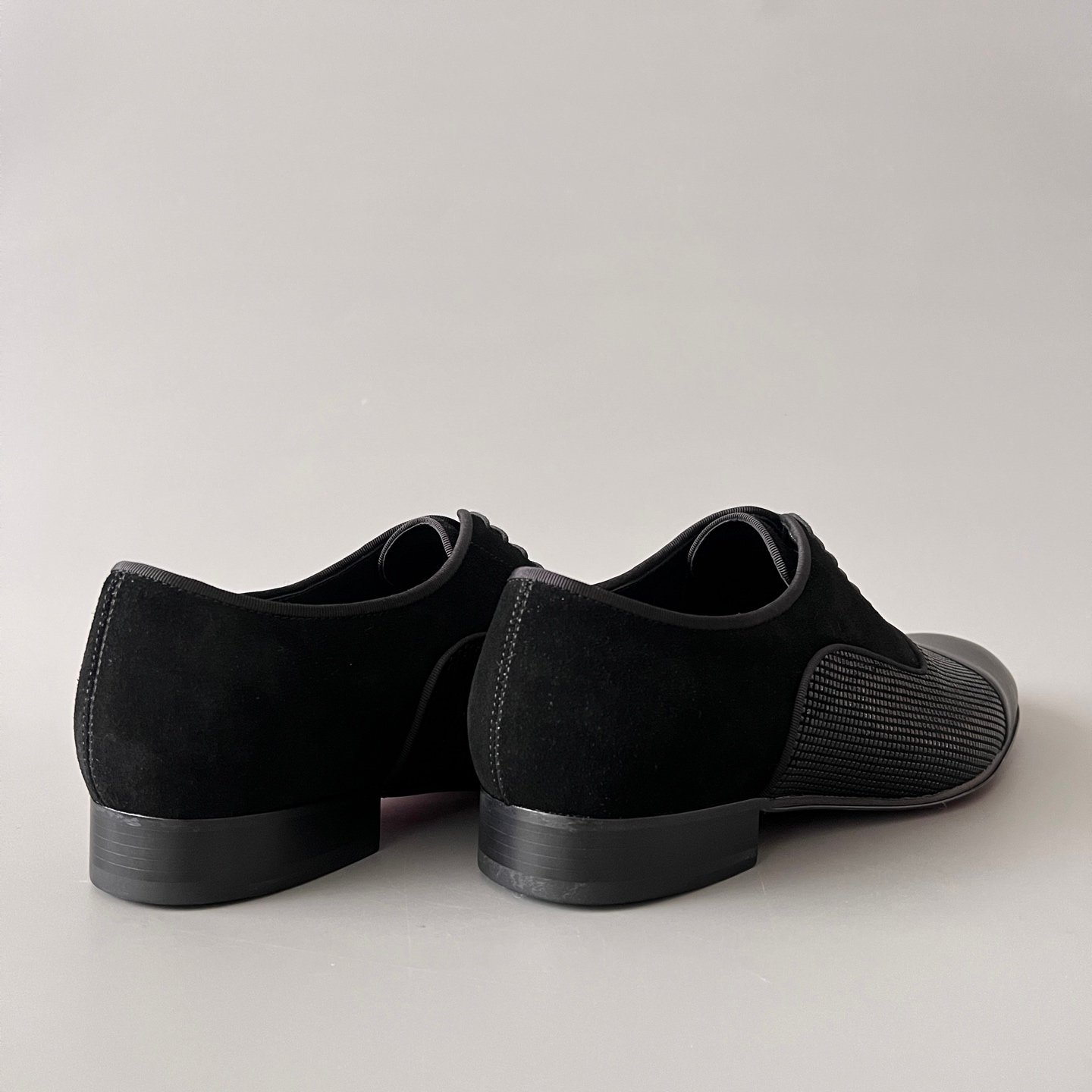 Aurora Custom Christian Louboutin Greggo "Triple Black Multi-Texture Mix" Oxfords - Image 4
