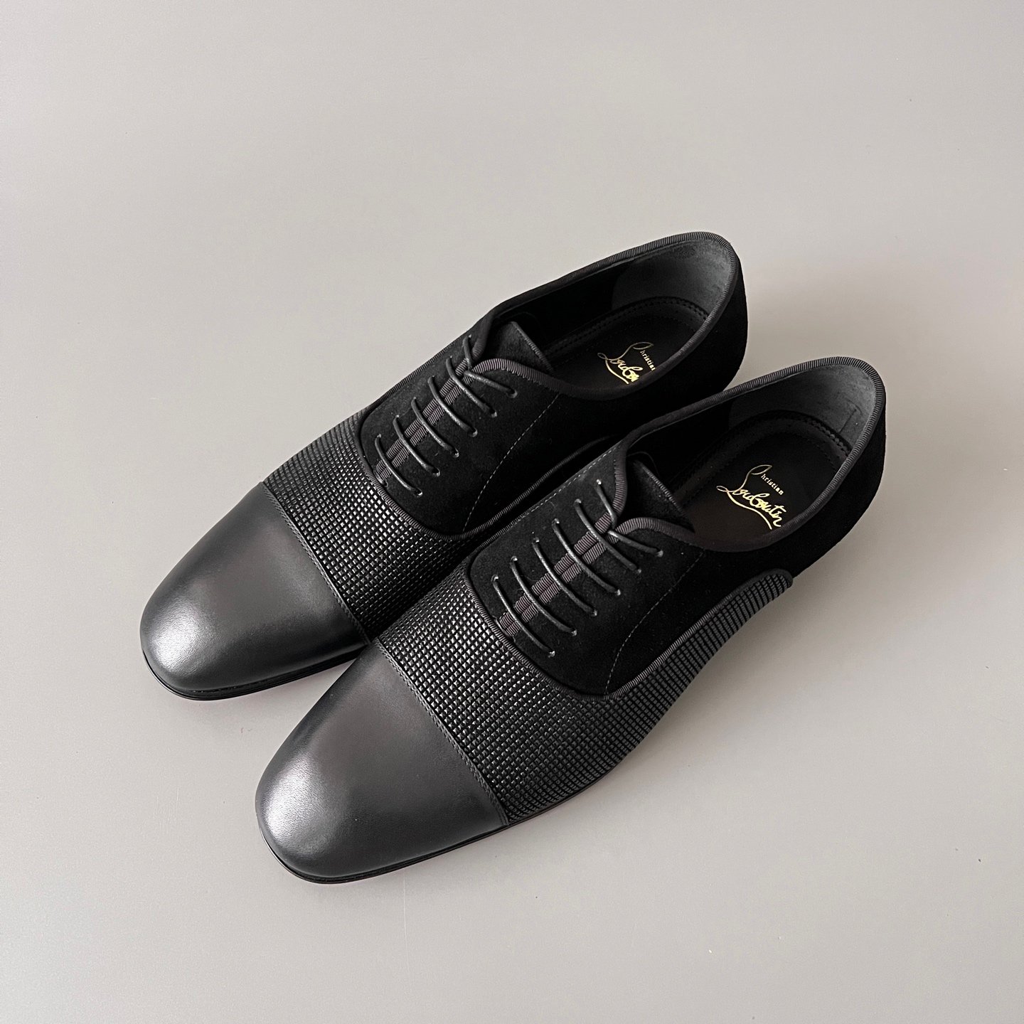Aurora Custom Christian Louboutin Greggo "Triple Black Multi-Texture Mix" Oxfords - Image 8