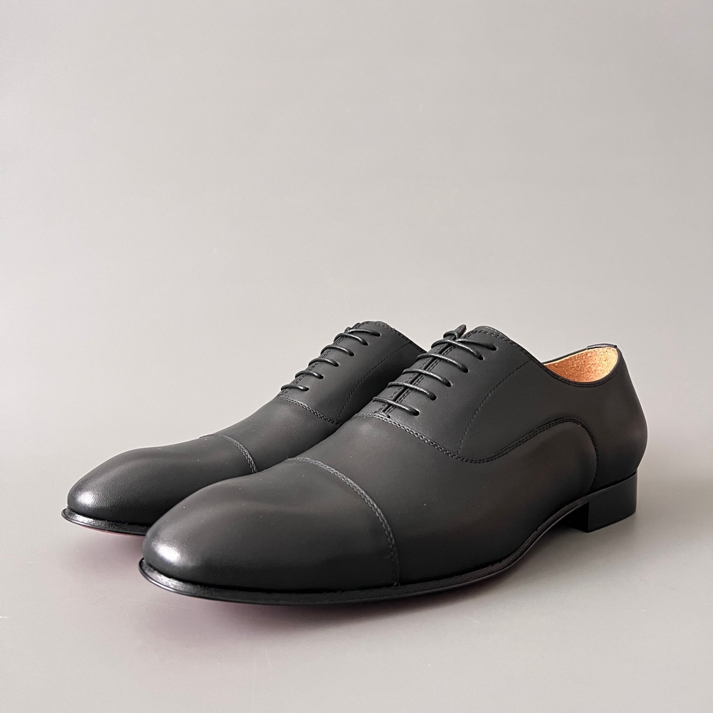 Aurora Custom Christian Louboutin Greggo "Matte Black Smooth Leather" Oxfords