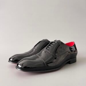 Aurora Custom Christian Louboutin Greggo "Black Patent & Signature Red Lining" Oxfords