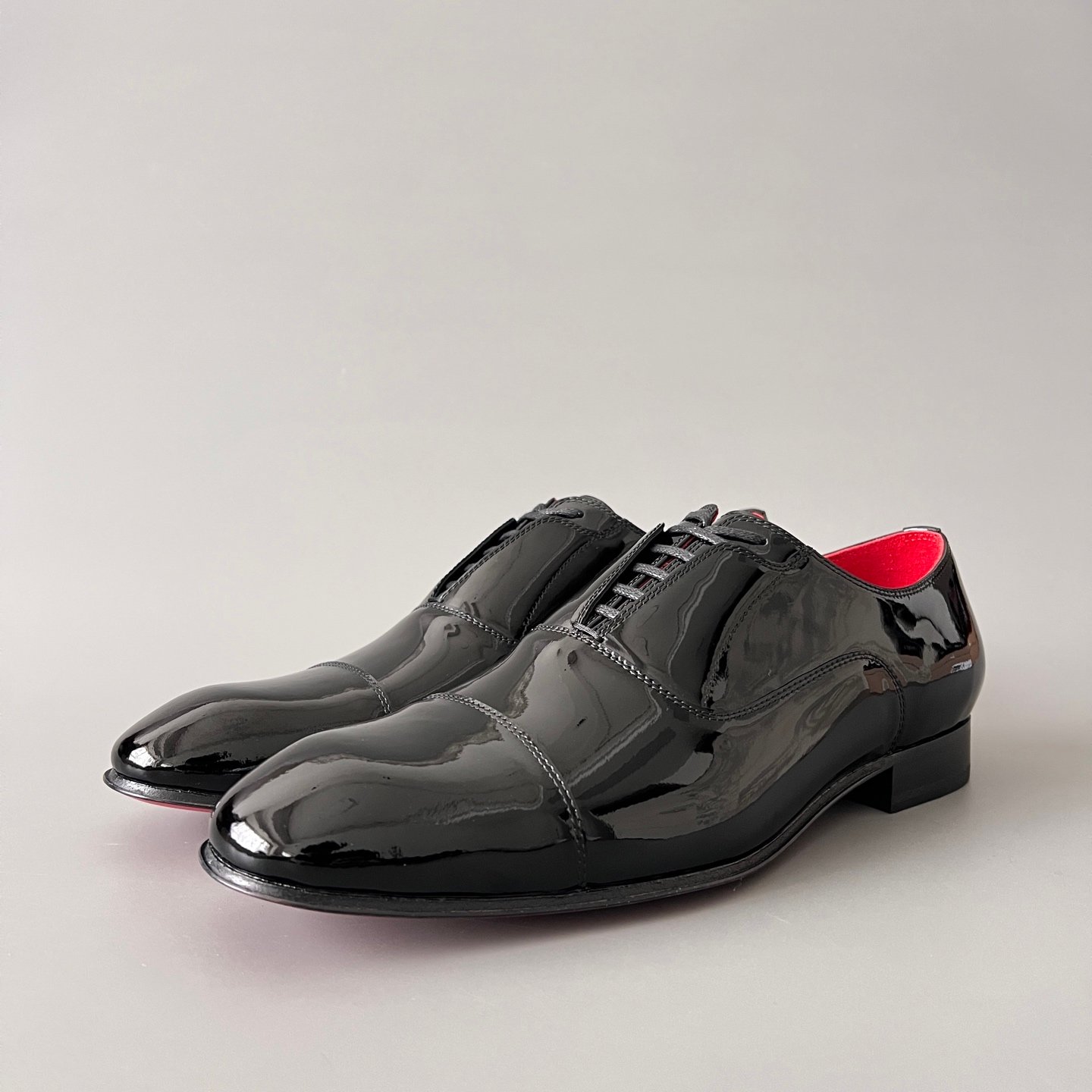 Aurora Custom Christian Louboutin Greggo "Black Patent & Signature Red Lining" Oxfords