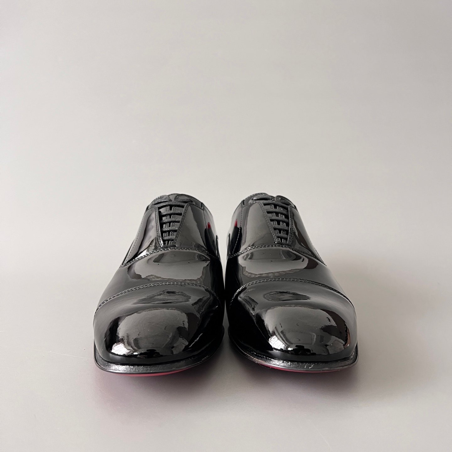 Aurora Custom Christian Louboutin Greggo "Black Patent & Signature Red Lining" Oxfords - Image 2