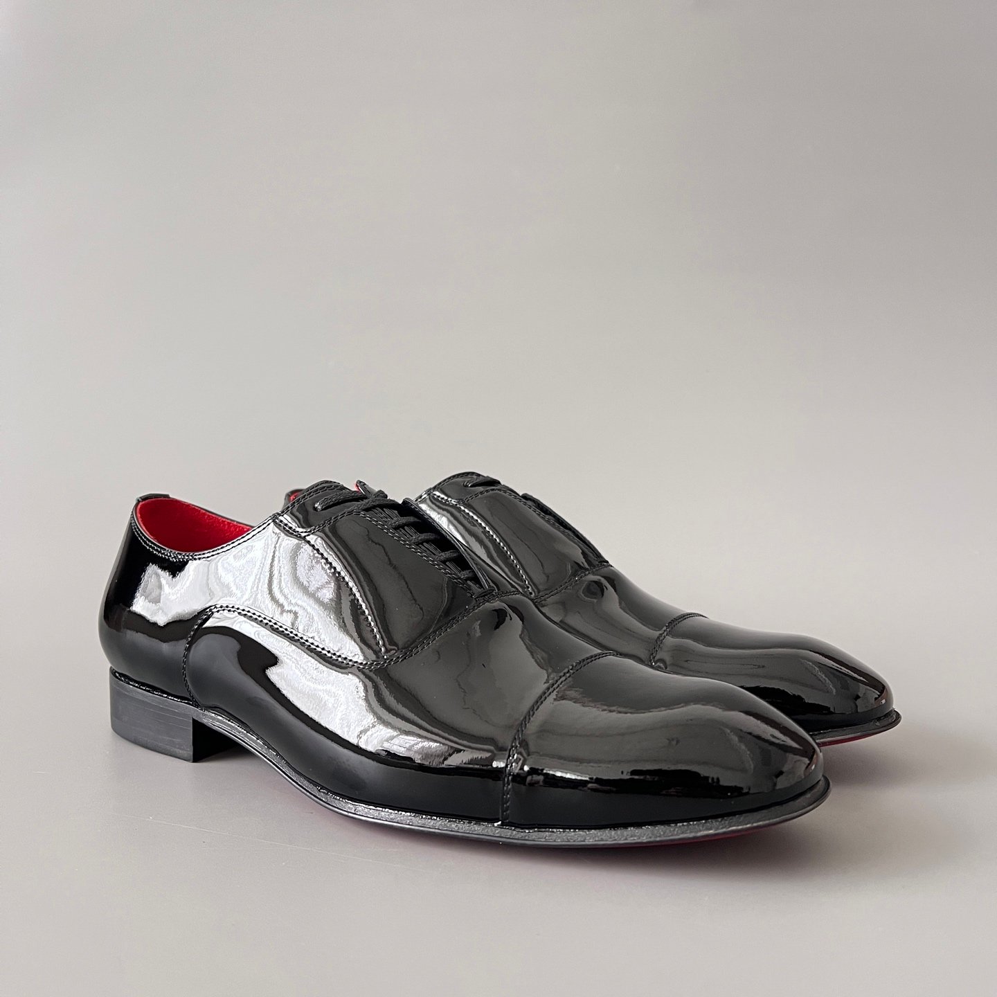 Aurora Custom Christian Louboutin Greggo "Black Patent & Signature Red Lining" Oxfords - Image 3